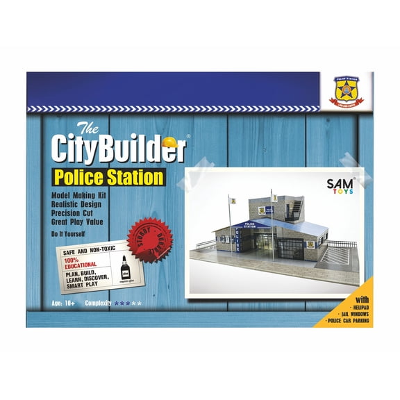 The CityBuilder POLICE STATION Cardboard Model Making Kit (1:43) O scale for Model Railroads and Cars