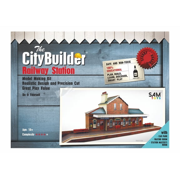 The CityBuilder RAILROAD STATION Cardboard Model Making Kit (1:48) O Scale for Model Railroads and Cars