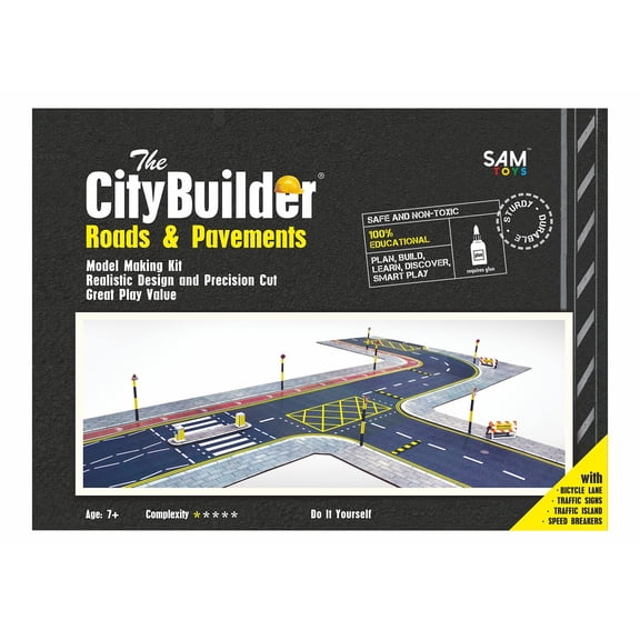 The CityBuilder ROADS & PAVEMENTS Cardboard Model Layout Kit (1:48) O Scale for Model Railroads and Cars