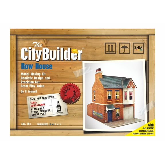 The CityBuilder ROW HOUSE Cardboard Model Making Kit (1:43) O scale for Model Railroads and Cars