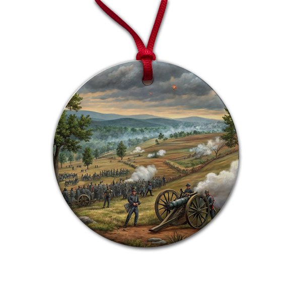 The Civil War Gettysburg Christmas Tree Holiday Round Ceramic Ornament