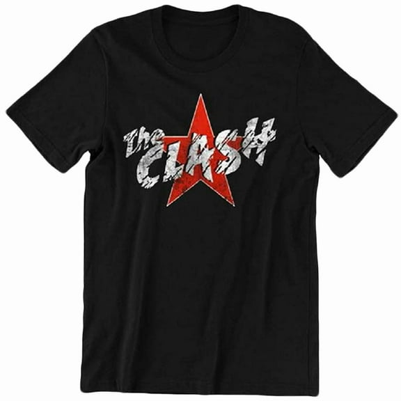 The Clash Star Logo Adult T-Shirt (Medium, Black)