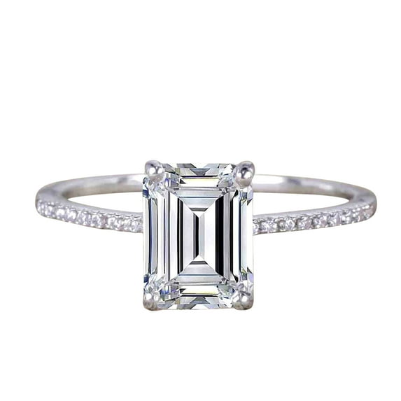 The Classic 1.25 Carat Emerald cut Moissanite and Moissanite Engagement Ring with 18k Gold Plating