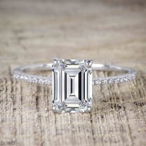 The Classic 1.50 Carat Emerald cut Moissanite Diamond Engagement Ring with 18k Gold Plating