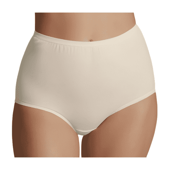 The Classic Betsy Brief Panty, High Waist, 100% Cotton with Elastic Leg Panty, Buttercream, Size 7, 3-Pack (M100)