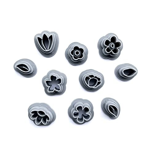 The Clayful Co Polymer Clay Cutters Mini Floral Flower Stud Pack, Set of 10