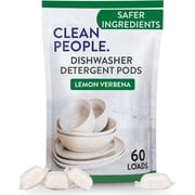 The Clean People Dishwasher Pods - Cuts Grease & Rinses Sparkling Residue-Free Phosphate Free Dishwashing 60 Count, Lemon Verbena