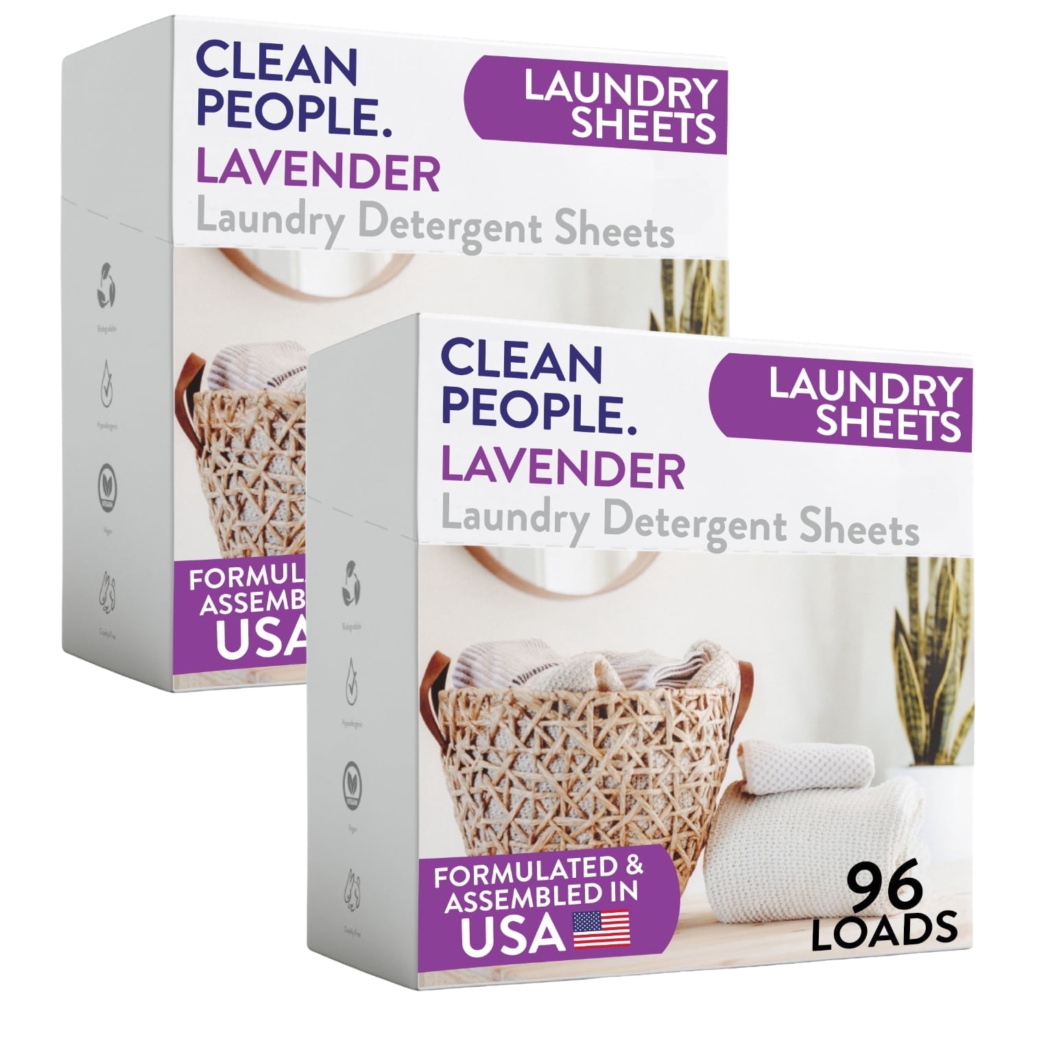 The Clean People Laundry Detergent Sheets - Laundry Soap - Ultra Concentrated, Recyclable Packaging, Stain Fighting - Lavender, 192 Pack