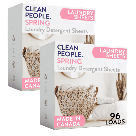 The Clean People Laundry Detergent Sheets - Laundry Soap - Ultra Concentrated, Recyclable Packaging, Stain Fighting - Spring Scent, 192 Pack