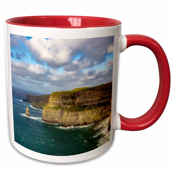 3drose, the Cliffs of Moher in County Clare Ireland, 11oz Two-tone Red Mug