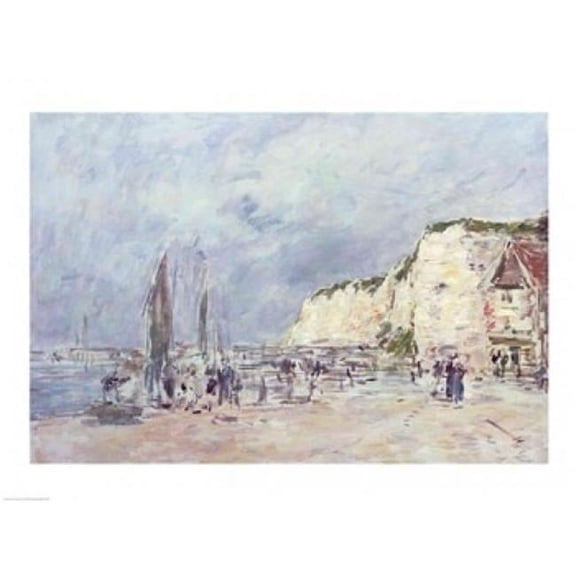 The Cliffs at Dieppe & The Petit Paris Poster Print by Eugene Louis Boudin - 24 x 18 in.
