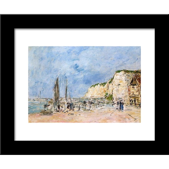 The Cliffs at Dieppe and the 'Petit Paris' 20x24 Framed Art Print by Eugene Boudin