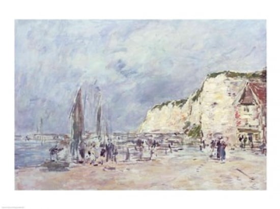 The Cliffs at Dieppe and the Petit Paris Canvas Art - Eugene louis Boudin (24 x 18)