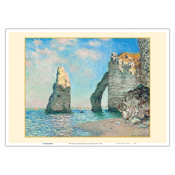 The Cliffs at Étretat France - From an Original Color Painting by Claude Monet c.1885 - Master Art Print 10in x 14in
