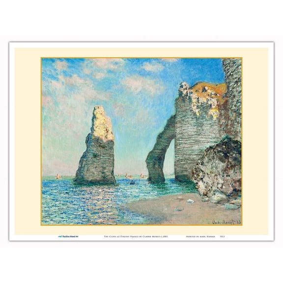 The Cliffs at Étretat France - From an Original Color Painting by Claude Monet c.1885 - Master Art Print (Unframed) 9in x 12in