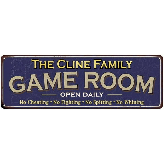 The Cline Family Blue Game Room Metal 6x18 Sign 106180037282