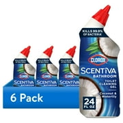 (6 pack) Clorox Scentiva Bathroom Toilet Cleaning Gel, Coconut and Waterlily, 24 Fluid Ounces