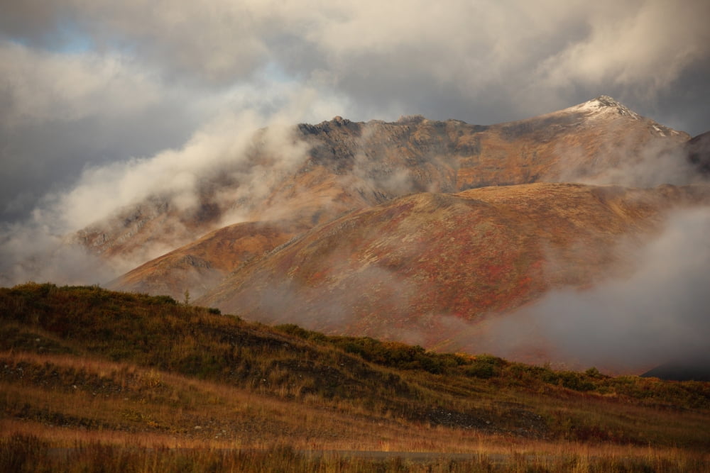 The Cloud Shrouded Slopes Of Mount Adney Along The Dempster Highway Yukon Canvas Art - Robert Postma Design Pics (17 x 11)