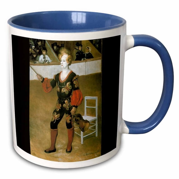3drose, the Clown, 1868 by Pierre Auguste Renoir Clown with a Violin, 11oz Two-tone Blue Mug