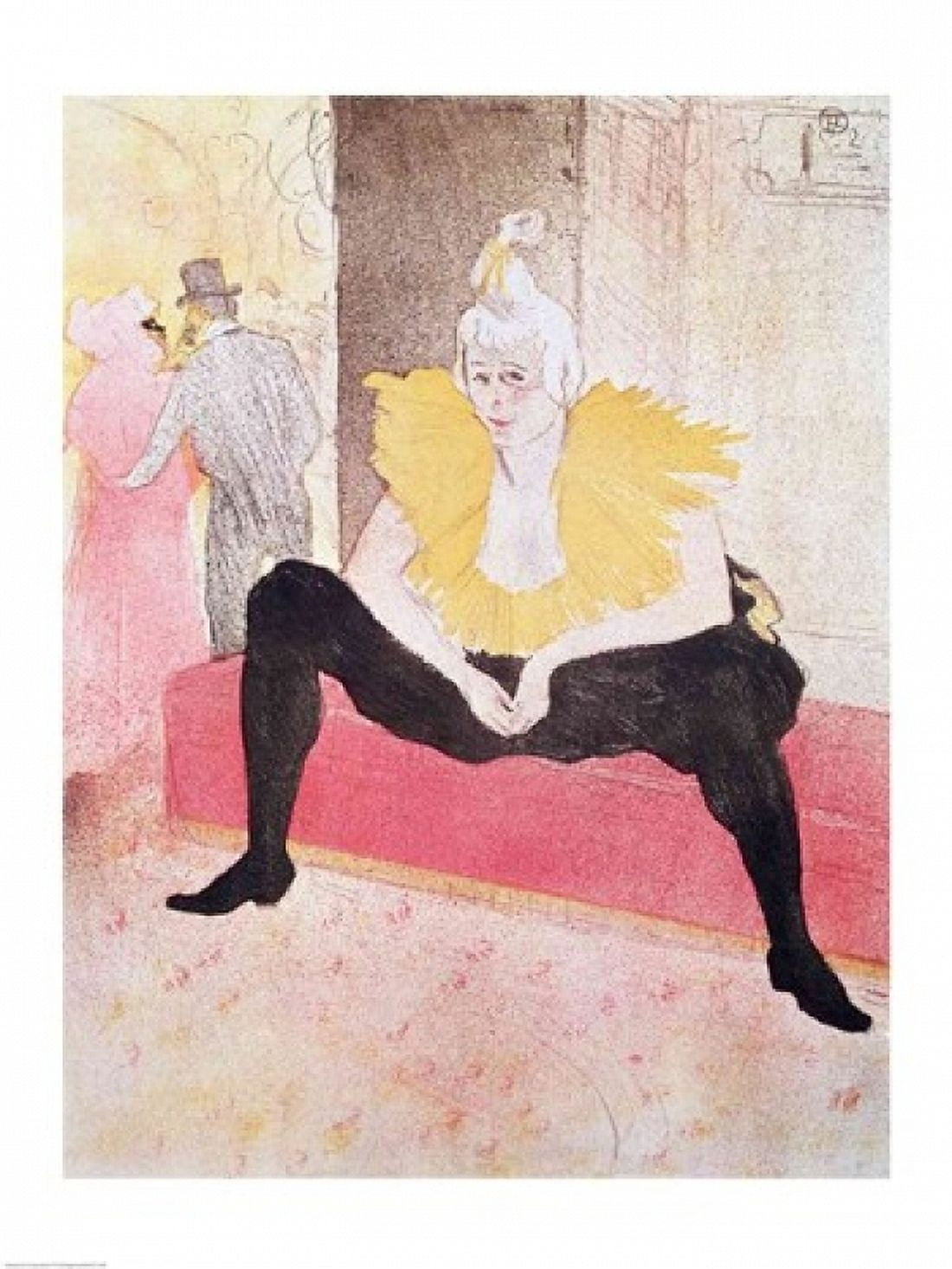The Clowness Cha-U-Kao Seated 1896 Canvas Art - Henri de Toulouse-Lautrec (24 x 36)