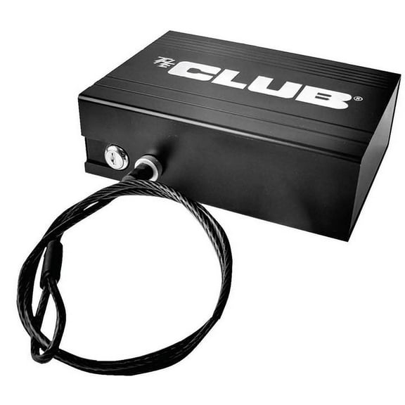 The Club Portable Security Lock Box with Poly Coated Steel Cable, 8.3" x 6" x 2.7", Black