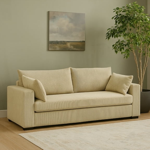 The Coastal Haven Corduroy Sofa: Serene Charm for Home Interiors