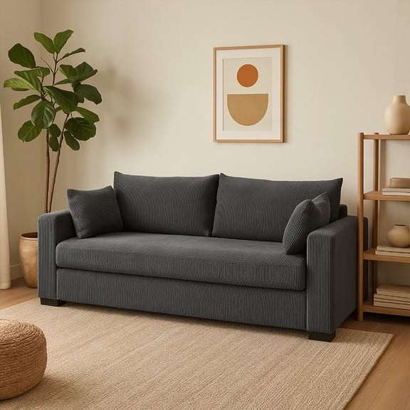 The Coastal Haven Corduroy Sofa: Soft Fabric and Inviting Support