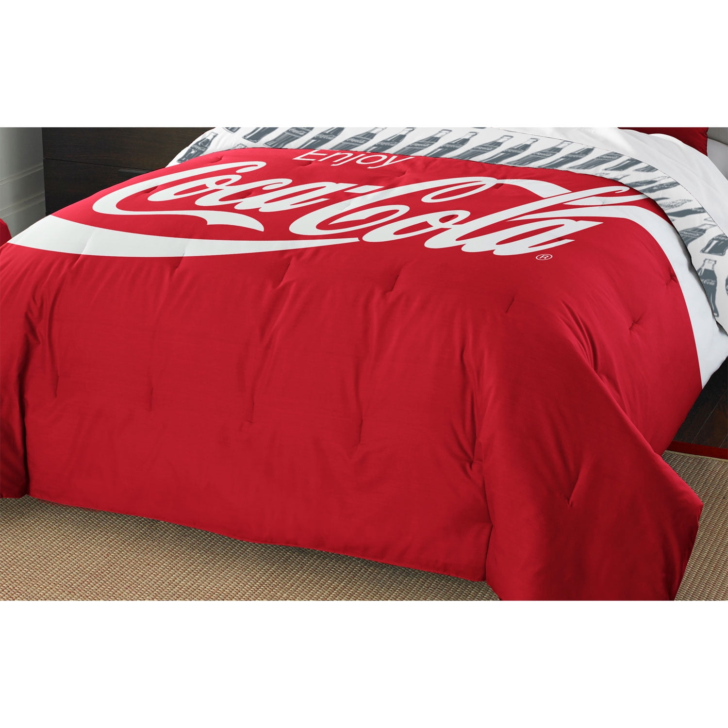 The Coca-Cola Company Bottles Bedding Comforter and 2 Shams Set, Twin/Full