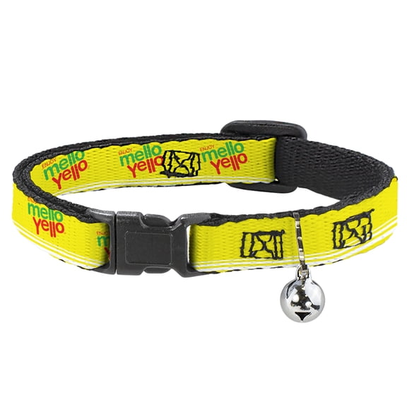 The Coca-Cola Company Cat Collar, Breakaway Collar with Bell, Enjoy Mello Yello Logo Yellow Red Green, 8.5 to 12 Inches 0.5 Inch Wide