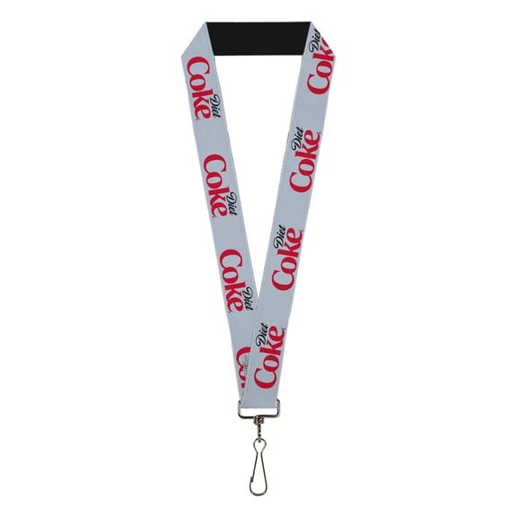The Coca-Cola Company Lanyard, Diet Coke Logo Light Gray Black Red, Elastic