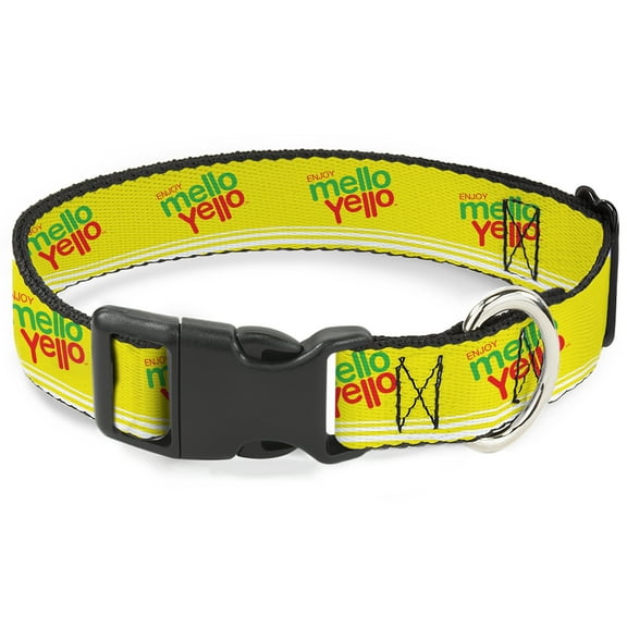The Coca-Cola Company Pet Collar, Dog Collar Plastic Buckle, Enjoy Mello Yello Logo Yellow Red Green, 9.5 to 13 Inches 1.0 Inch Wide