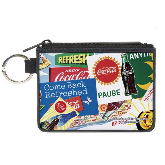 The Coca-Cola Company Wallet, Coin Purse, Vintage Coca Cola Come Back Refreshed Ads And Icons Collage, Canvas