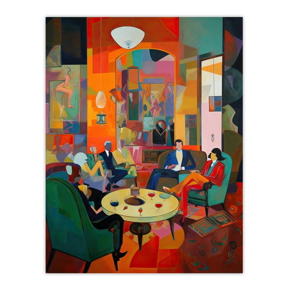 The Cocktail Party Modern Colourful Abstract Kitsch Large Wall Art Poster Print Thick Paper 18X24 Inch