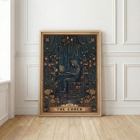 The Coder Tarot Card Print, Computer Science Art, Unframed Paper Poster 8x10in