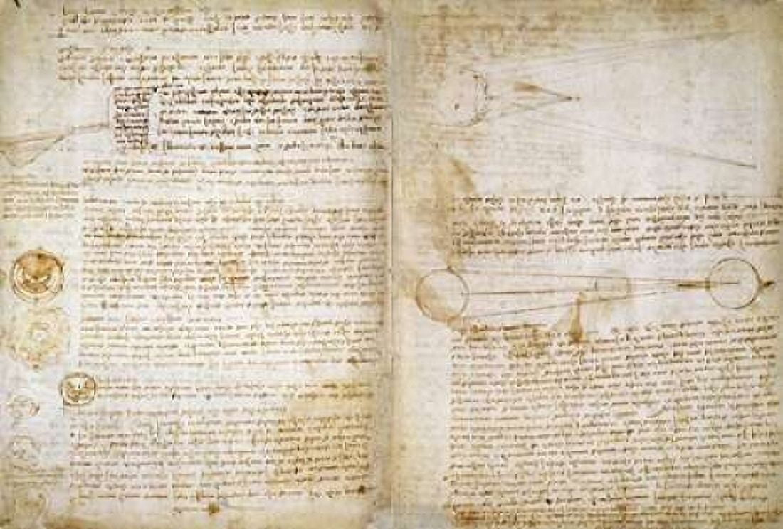 The Codex Hammer Pages 48-51 Canvas Art - Leonardo Da Vinci (12 x 18)