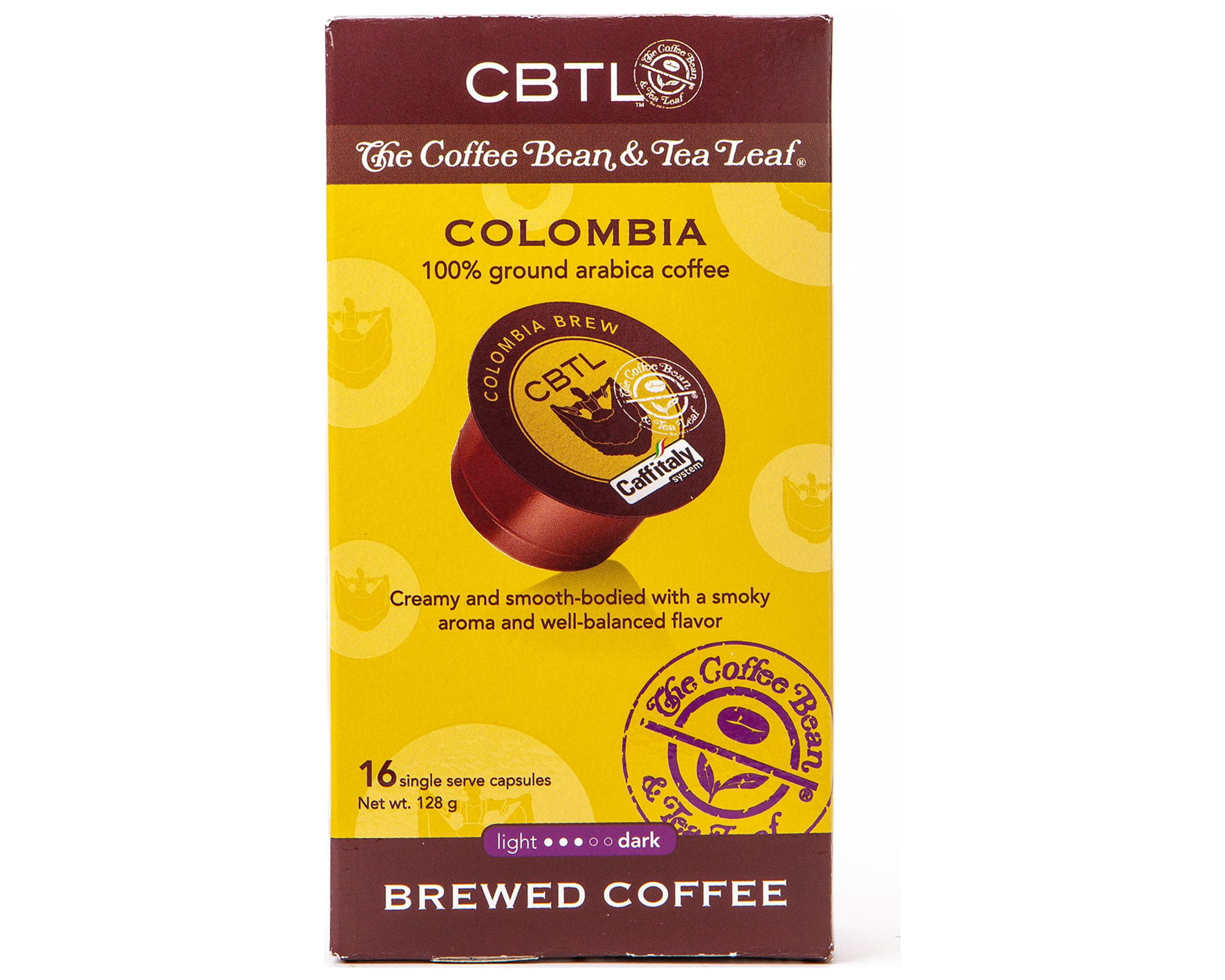The Coffee Bean & Tea Leaf Colombia Brew Medium Roast Single Serve Coffee for CBTL Single Serve Systems, 1 Box of 16 Capsules