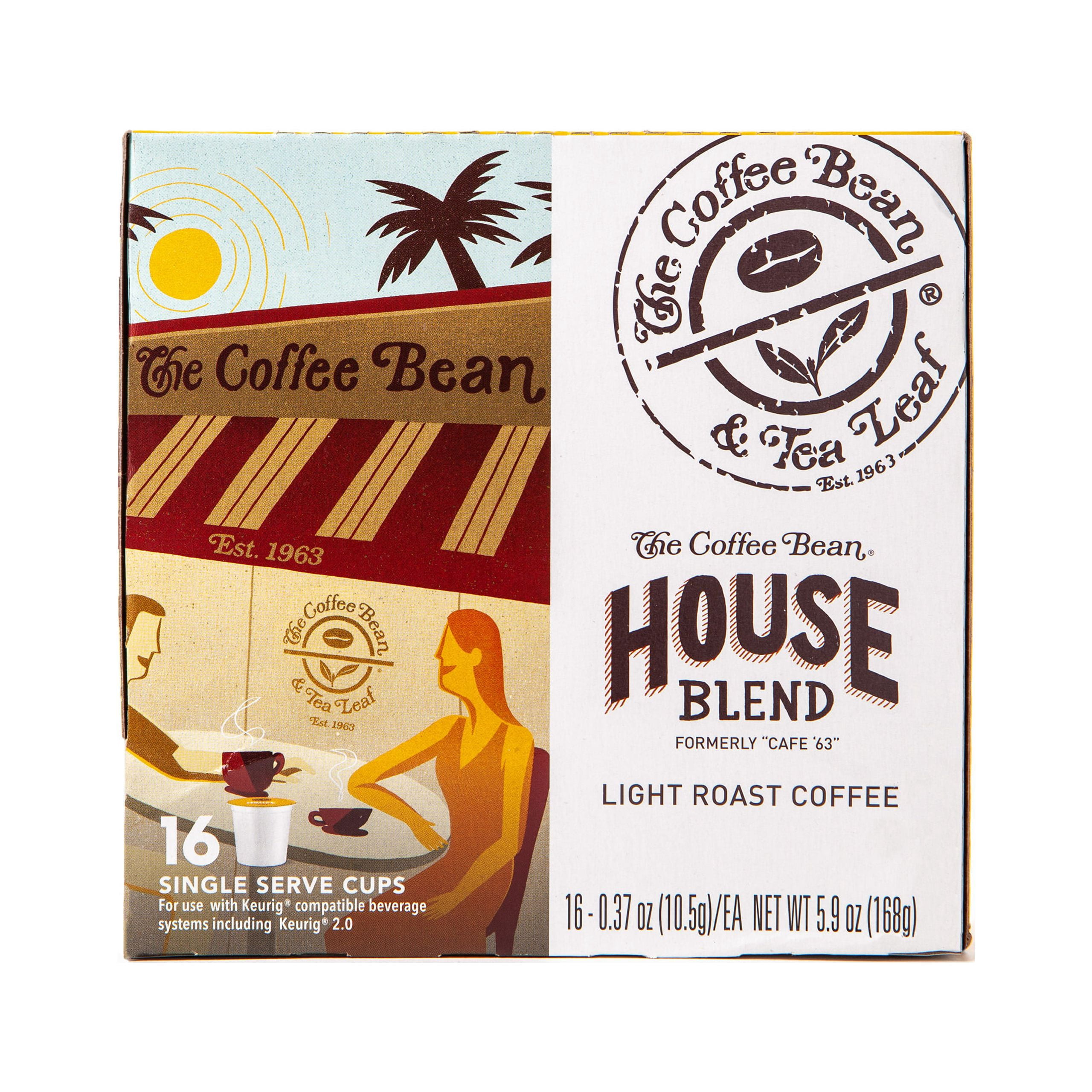 The Coffee Bean & Tea Leaf House Blend Light Roast Single Serve Coffee for Keurig Brewers, 1 Box of 16 (16 Total Pods)