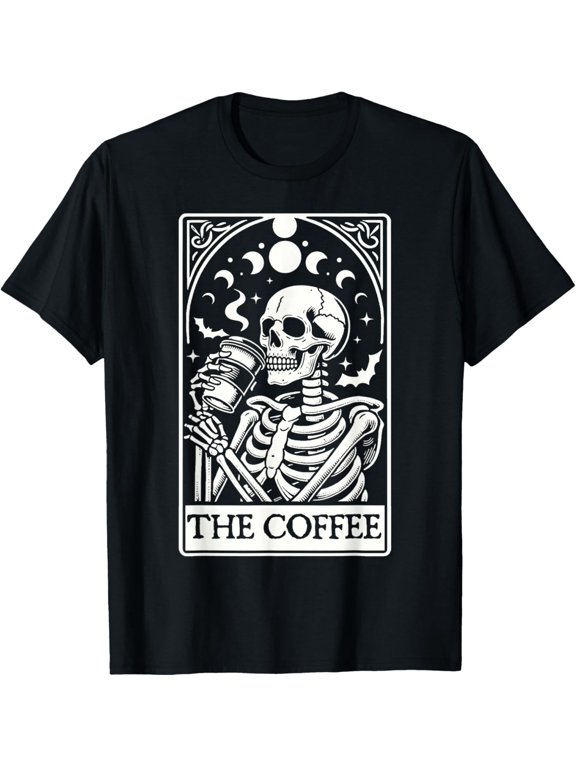 The Coffee Tarot Card Skull Coffee With Caffeine T-Shirt