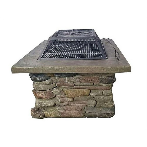The Cold Remedy Outdoor Wood Fire Pit Table w Cultured Stone