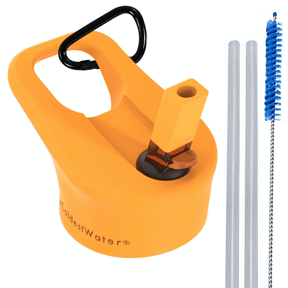 The Coldest Water Insulated Wide Mouth Size 2.0 - Hydro Sports Straw Cap Flip Top Lid - Multi-Compatible Stainless Steel Water Bottles (Orange 2.0)
