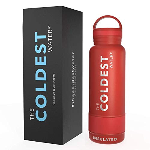 The Coldest Water Sports Bottle Insulated Stainless Steel Hydro Thermos, Vibrant Red, 21 Ounce with Strong Cap