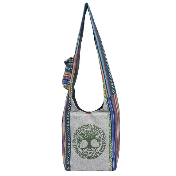 The Collection Royal Cotton Sling Crossbody Shoulder Graphic Tree of Life Hobo Bag