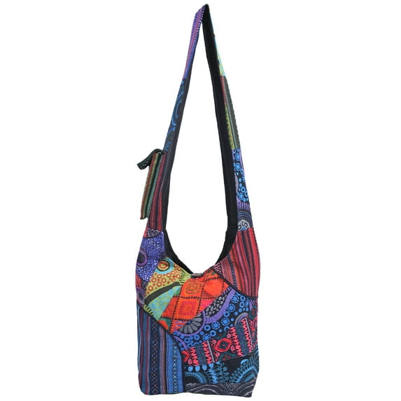 The Collection Royal Graphic Print Cotton Hippie Hobo Bag