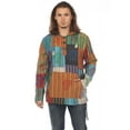 thumbnail image 1 of The Collection Royal Men Hippie Patchwork Bohemian Casual Rave Festival Baja Boho Long Sleeve Hoodie Tops Shirt Stonewash-L, 1 of 9