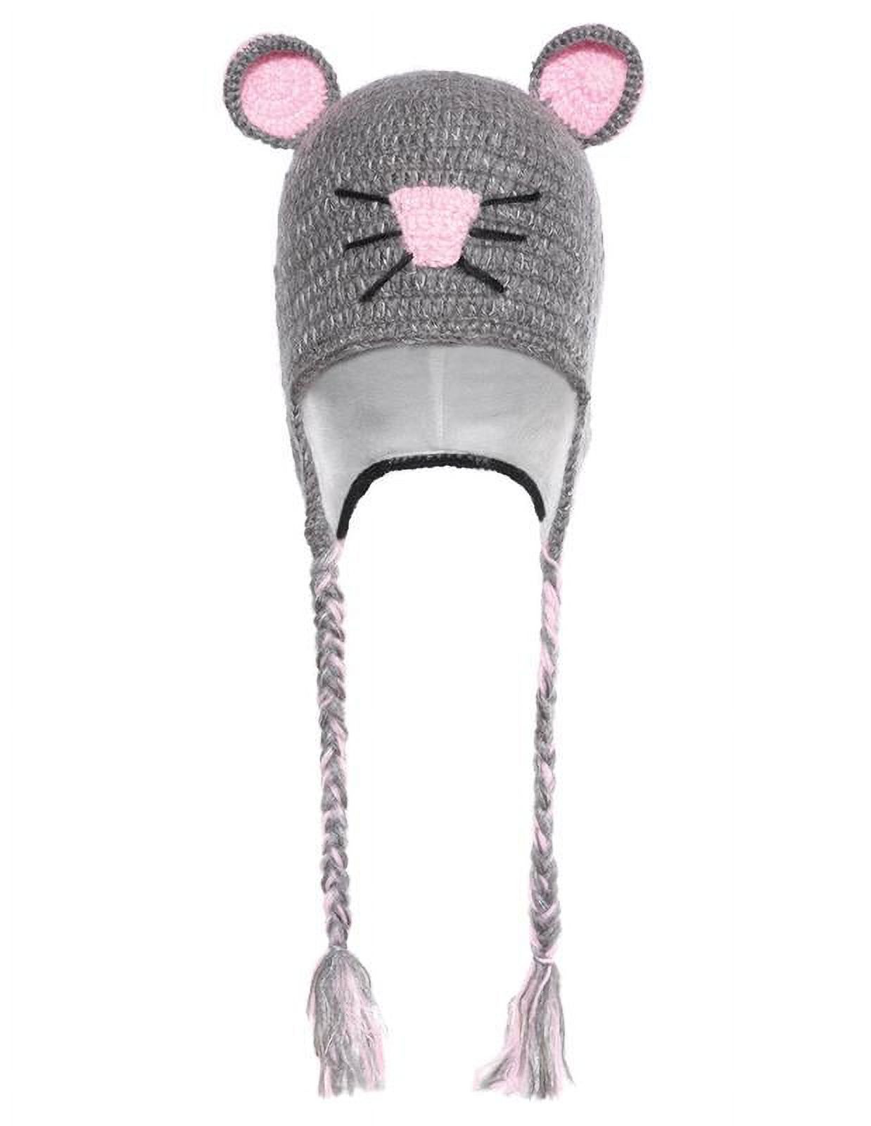 Woolen Fleece Lined Knitted Animal Ear Flap Beanie Hat for Winter Fleece Lined Ear Flap Beanie - Etsy main image 4