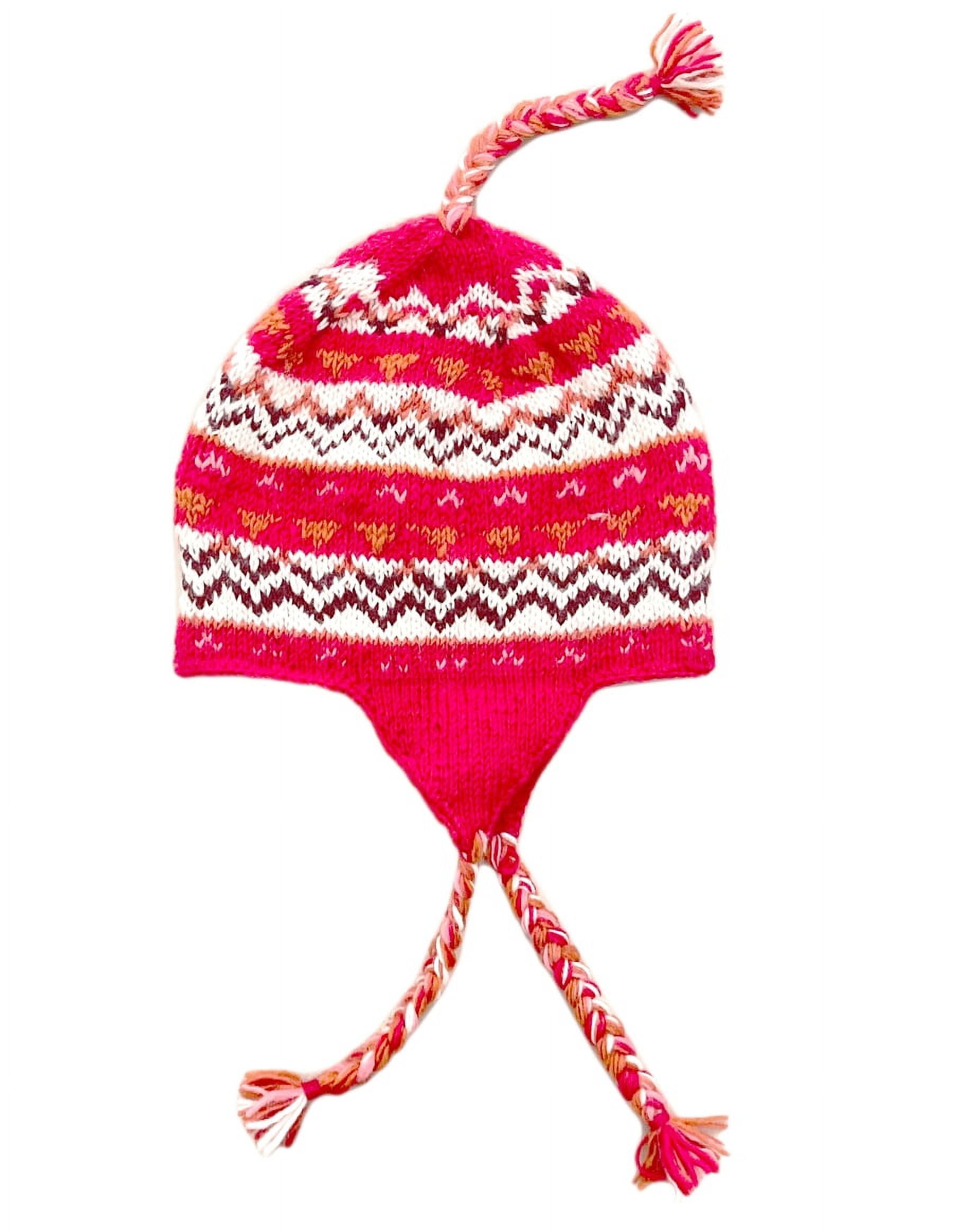 The Collection Royal Woolen and Fleece Lined Knitted Winter Sherpa String Ear Flap Beanie Hat for Women Red