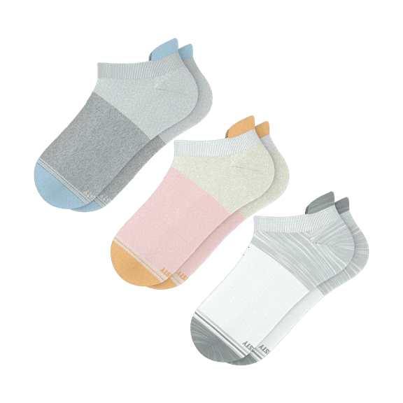 The Color Block Mix Pack - Shinesty Tri Color Block Heel Hammock Ankle Socks 3 Pack  Large