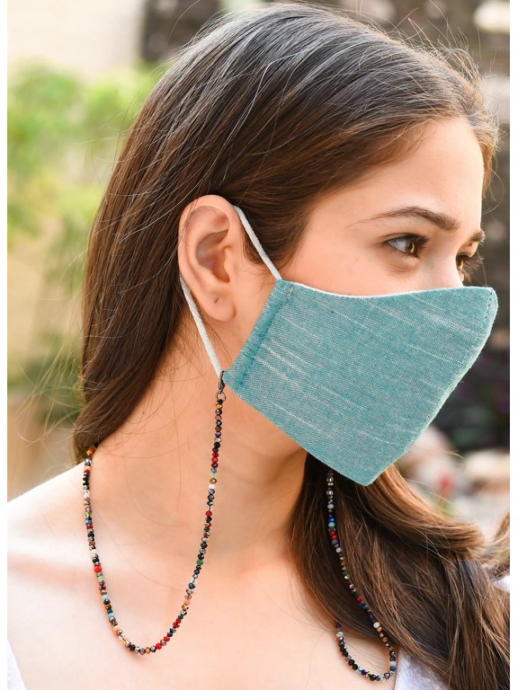The Color Craft Convertible Mask Chain, Necklace, Eyeglass Chain Black Fusion Beads UNISEX Mask Holder - 1070