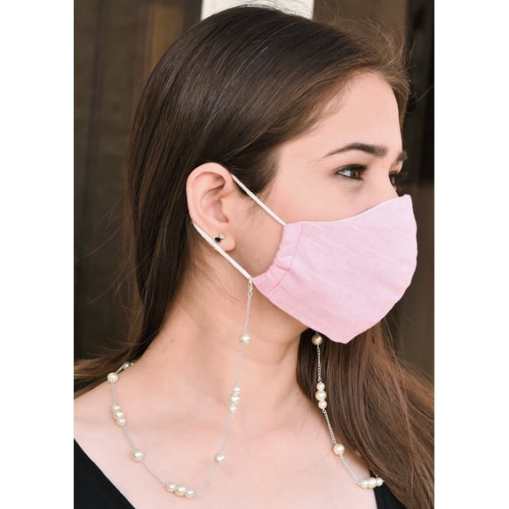 The Color Craft Convertible Mask Chain, Necklace, Eyeglass Chain TRIO White Pearls for Women Mask Holder - 1087