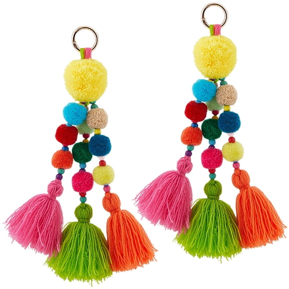 The Colors of the Small Balls are Random Color the Colors of the Big Balls and Tassels are Fixed with Wood Beads Colorful 235mm